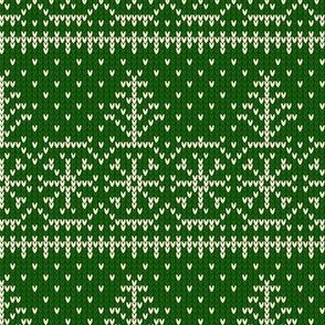 Ugly Sweater Knit—Trees and snow - Dark green