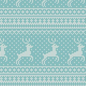 Ugly Sweater Knit—Reindeer-Light blue