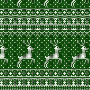 Ugly Sweater Knit—Reindeer-Dark Green