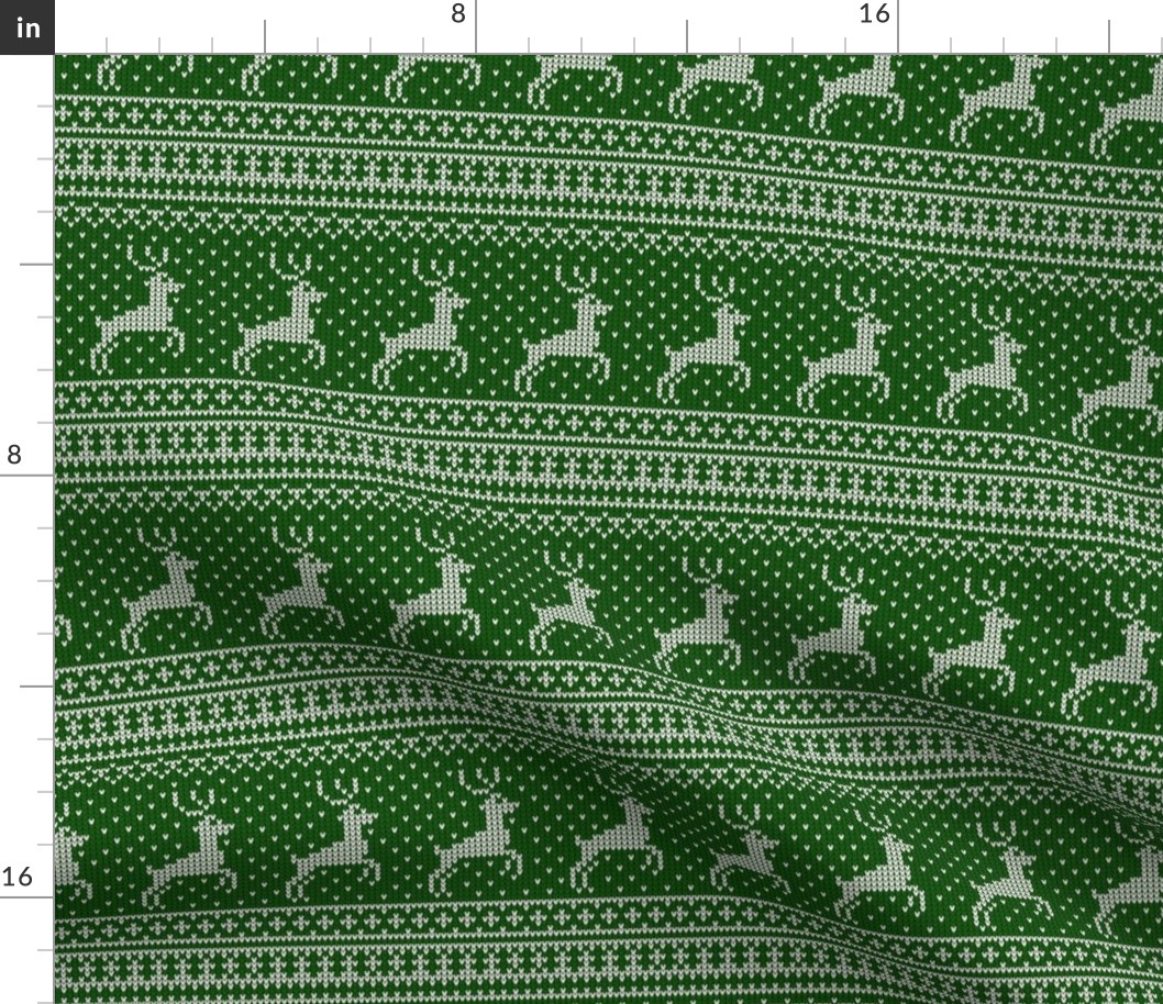 Ugly Sweater Knit—Reindeer-Dark Green