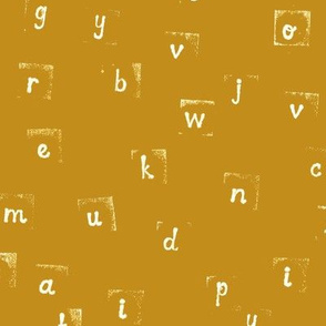 alphabet soup - mustard _ white - horizontal