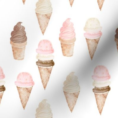 Neapolitan Ice Cream Cones // White - Summer