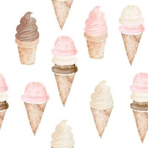 Neapolitan Ice Cream Cones // White - Summer