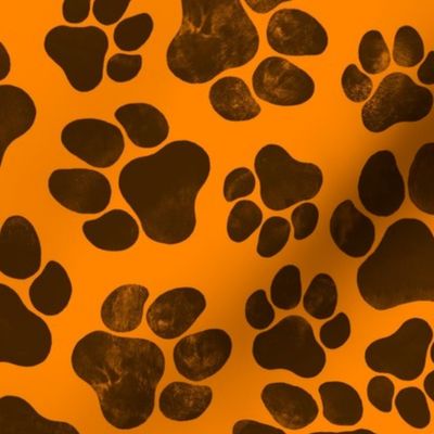 Black Pawprints on Orange Large