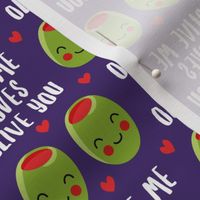 olive me loves olive you - cute Valentine's Day love olives - purple - LAD19