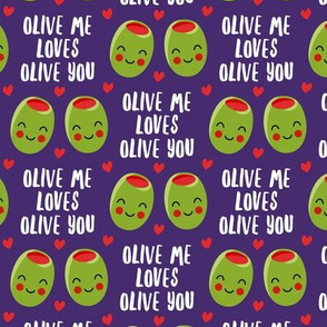 olive me loves olive you - cute Valentine's Day love olives - purple - LAD19
