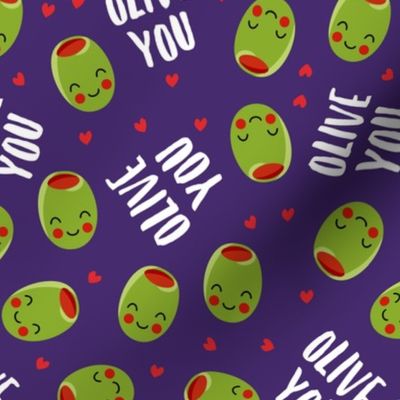 olive you - cute Valentine's Day love olives - purple - LAD19