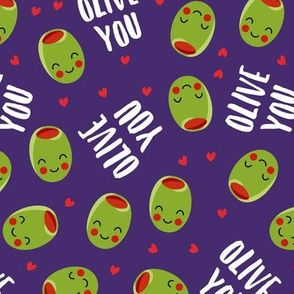 olive you - cute Valentine's Day love olives - purple - LAD19