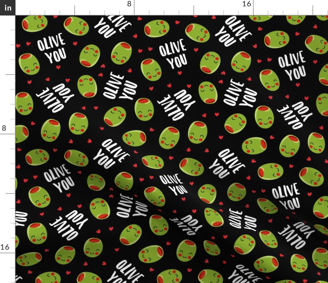 olive you - cute Valentine's Day love olives - black - LAD19