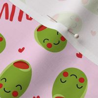 olive you - cute Valentine's Day love olives - pink - LAD19