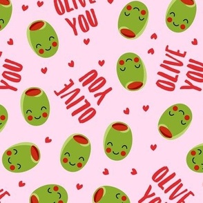 olive you - cute Valentine's Day love olives - pink - LAD19