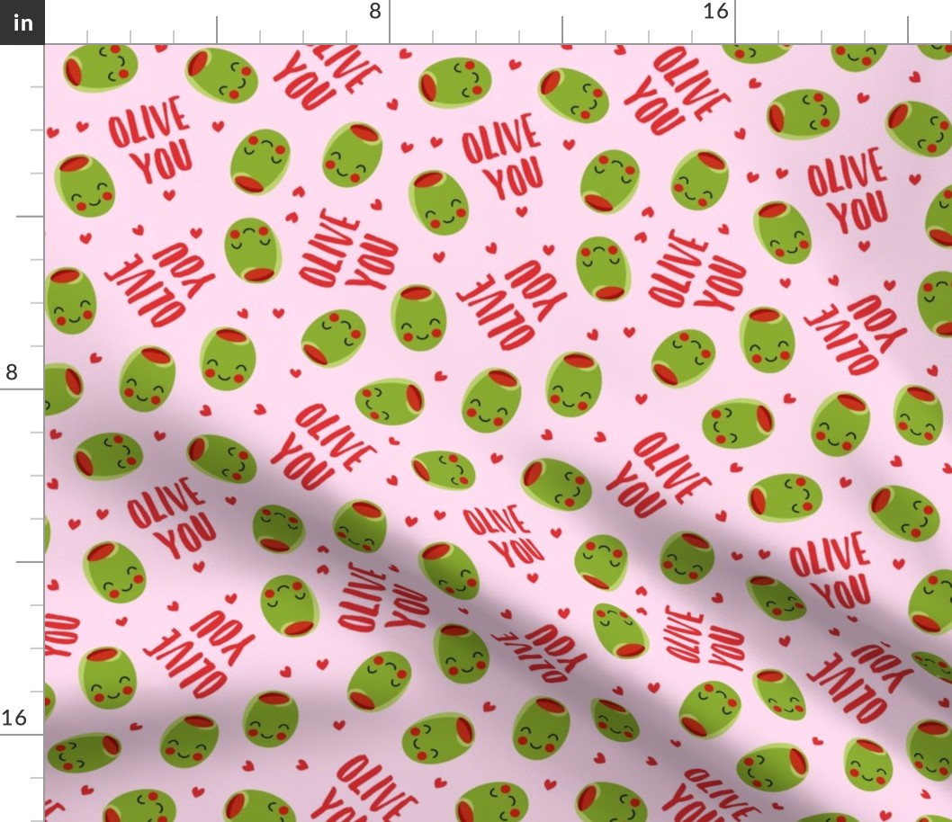 olive you - cute Valentine's Day love olives - pink - LAD19