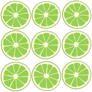 Limes, lime slices, citrus fruit 