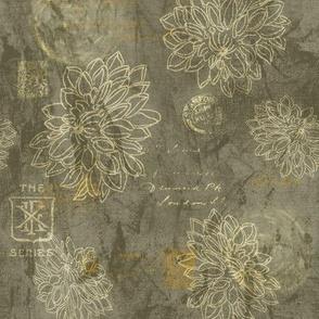 19-13q Batik Taupe Blender Floral Solid Gray Brown