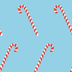 Candy canes on blue