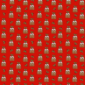 SMALL - christmas pudding fabric // christmas fabric, cute christmas fabric, kawaii christmas fabric, andrea lauren fabric, cute design, kids christmas fabric, christmas pudding gift wrap, christmas wrapping paper - red