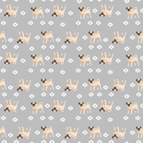 SMALL - pug dog breed watercolor pet fabric popular dog lover gifts for pugs grey