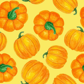 Orange pumpkins watercolor pattern