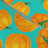 Orange pumpkins watercolor pattern 2