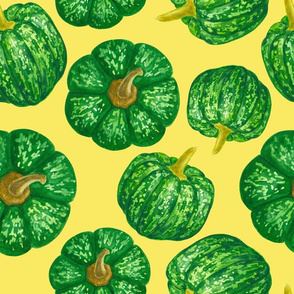 Green pumpkins watercolor pattern