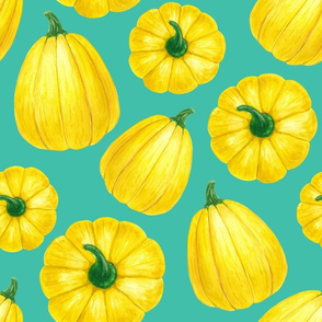 Yellow pumpkins watercolor pattern 2