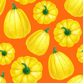 Yellow pumpkins watercolor pattern