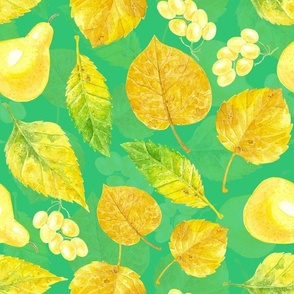 Autumn pattern watercolor, green