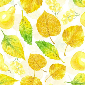 Autumn pattern watercolor,white