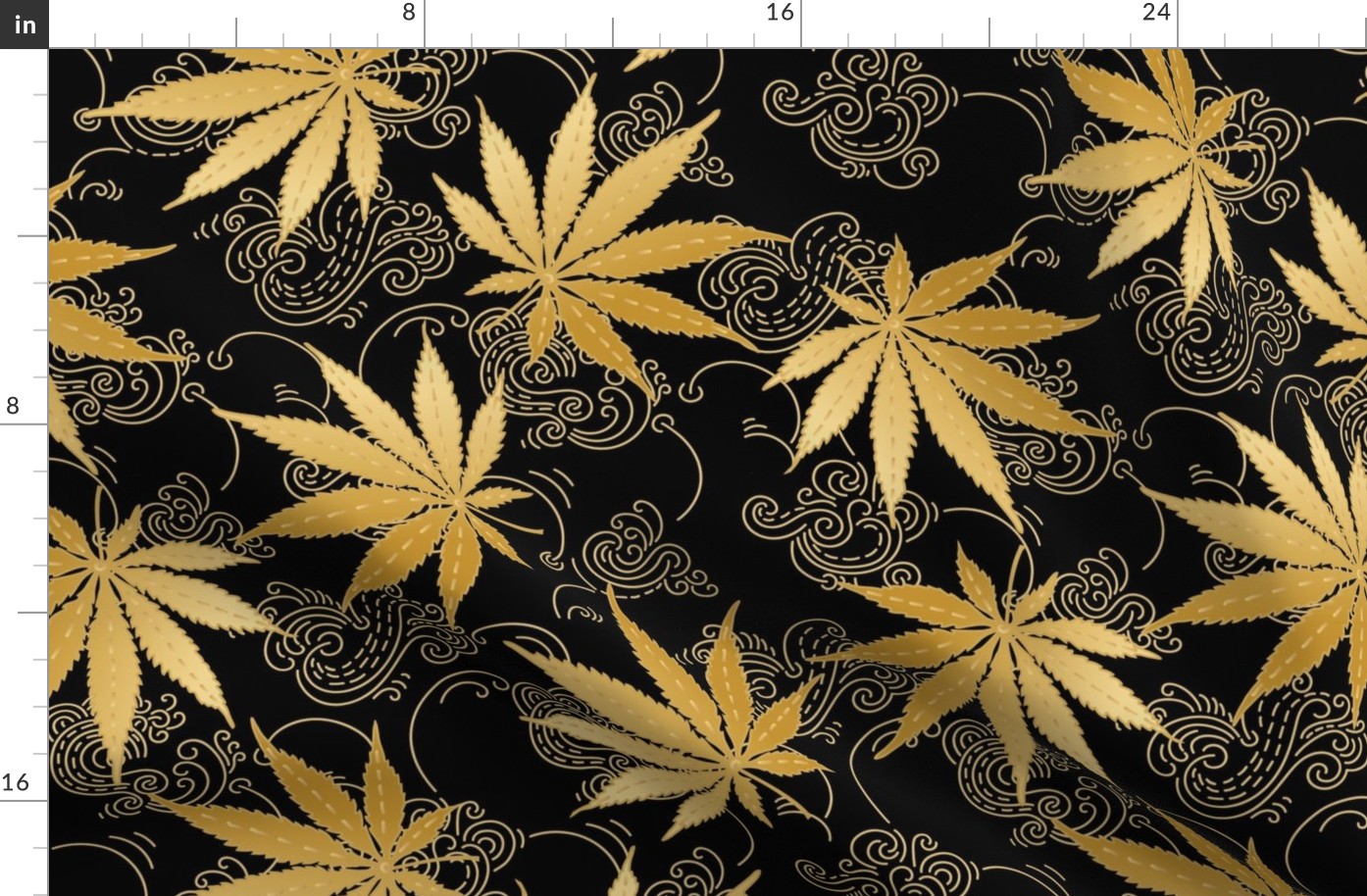 Golden Cannabis, Hemp, or Marihuana leaves