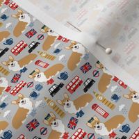 TINY - corgis in london - british london england union jack fabric corgi queen fabric