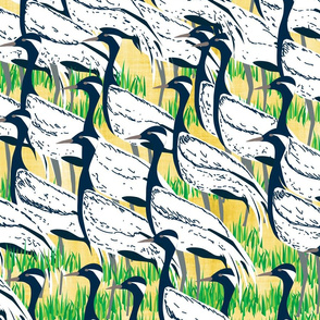 Flock of Demoiselle Cranes- Large scale