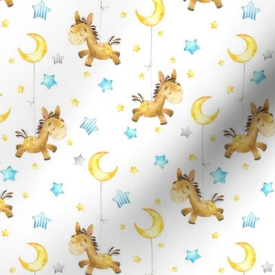 Cute Donkey w/ Stars & Moon - Baby Design, SMALLER