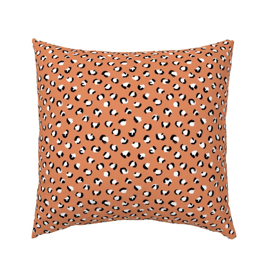 Trendy leopard print animals fur modern Halloween Scandinavian style raw brush  abstract autumn orange black white