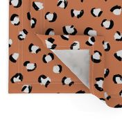 Trendy leopard print animals fur modern Halloween Scandinavian style raw brush  abstract autumn orange black white