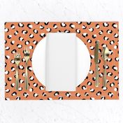 Trendy leopard print animals fur modern Halloween Scandinavian style raw brush  abstract autumn orange black white