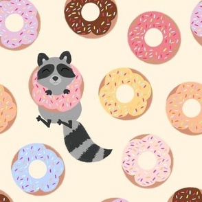 Raccoon and donuts