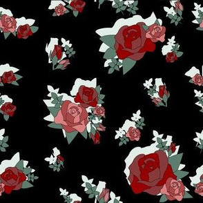 Roses in Black with Shadow