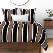 Jumbo Taupe Brown, Black, and White Vertical Thin and Thick Stripes