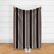 Jumbo Taupe Brown, Black, and White Vertical Thin and Thick Stripes