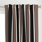 Jumbo Taupe Brown, Black, and White Vertical Thin and Thick Stripes