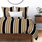 Jumbo Camel Brown, Black, and White Vertical Thin and Thick Stripes