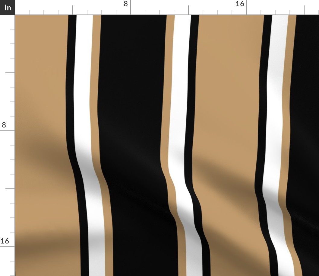 Jumbo Camel Brown, Black, and White Vertical Thin and Thick Stripes