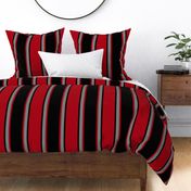 Jumbo Dark Red, Black, and Medium Gray Vertical Thin and Thick Stripes