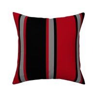 Jumbo Dark Red, Black, and Medium Gray Vertical Thin and Thick Stripes