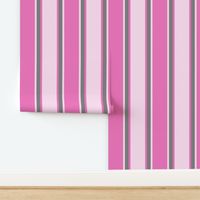 Jumbo Dark Pink, Light Pink, and Medium Gray Vertical Thin and Thick Stripes