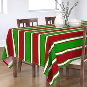 Jumbo Christmas Green, Dark Red, and White Vertical Thin and Thick Stripes