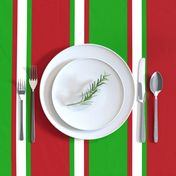 Jumbo Christmas Green, Dark Red, and White Vertical Thin and Thick Stripes