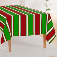 Jumbo Christmas Green, Dark Red, and White Vertical Thin and Thick Stripes