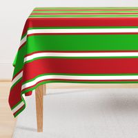Jumbo Christmas Green, Dark Red, and White Vertical Thin and Thick Stripes