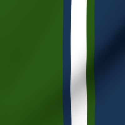 Jumbo Hunter Green, Navy Blue, and White Vertical Thin and Thick Stripes